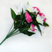 искусственные цветы камелии, лилии, герберы цвета малиновый с белым 64