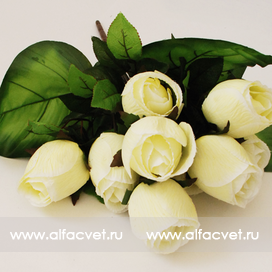 искусственные цветы розы с каплями цвета белый 6