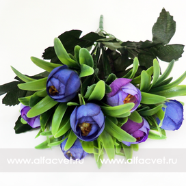 искусственные цветы букет камелий с крупными листьями цвета фиолетовый 7